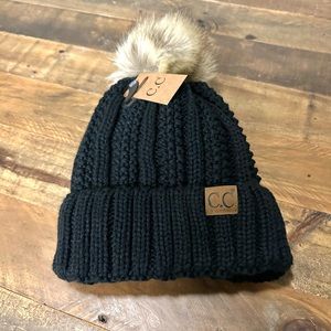 C.C Fuzzy lined knitted beanie